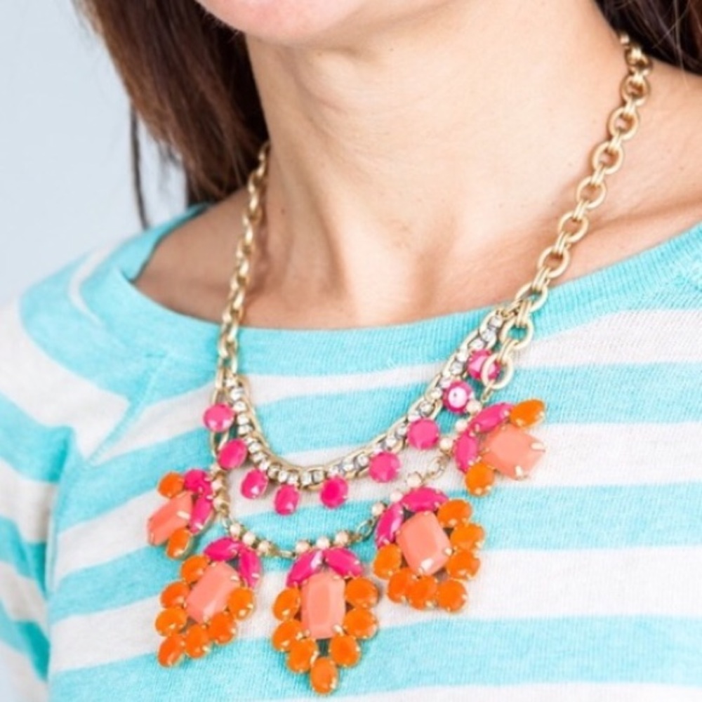 Stella & Dot | Spring Awakening Hot Pink & Vibrant Orange Statement Neck… - Picture 10 of 12